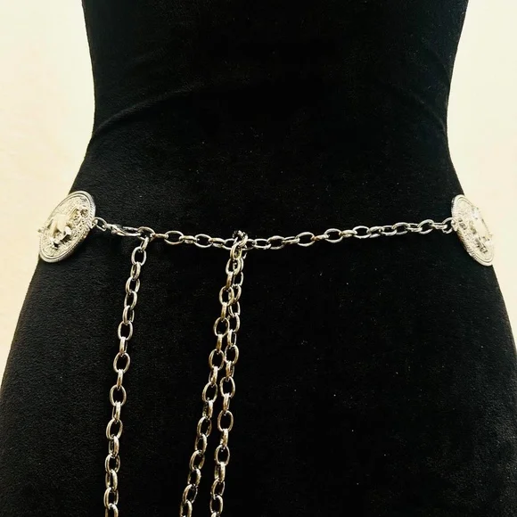 THUNDERBIRD CONCHO WESTERN SILVER BELT ADJUSTABLE BUCKLE MENS WOMENS BOHO - Picture 4 of 7